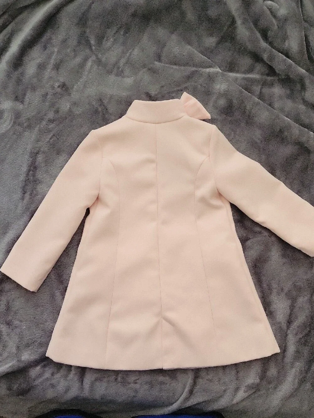 Janie and Jack Pale Pink Bow-Trim A-Line Pea Coat